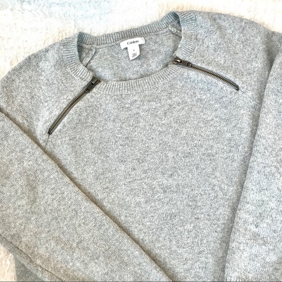 CASLON Zipper Detail Crewneck Knit Sweater